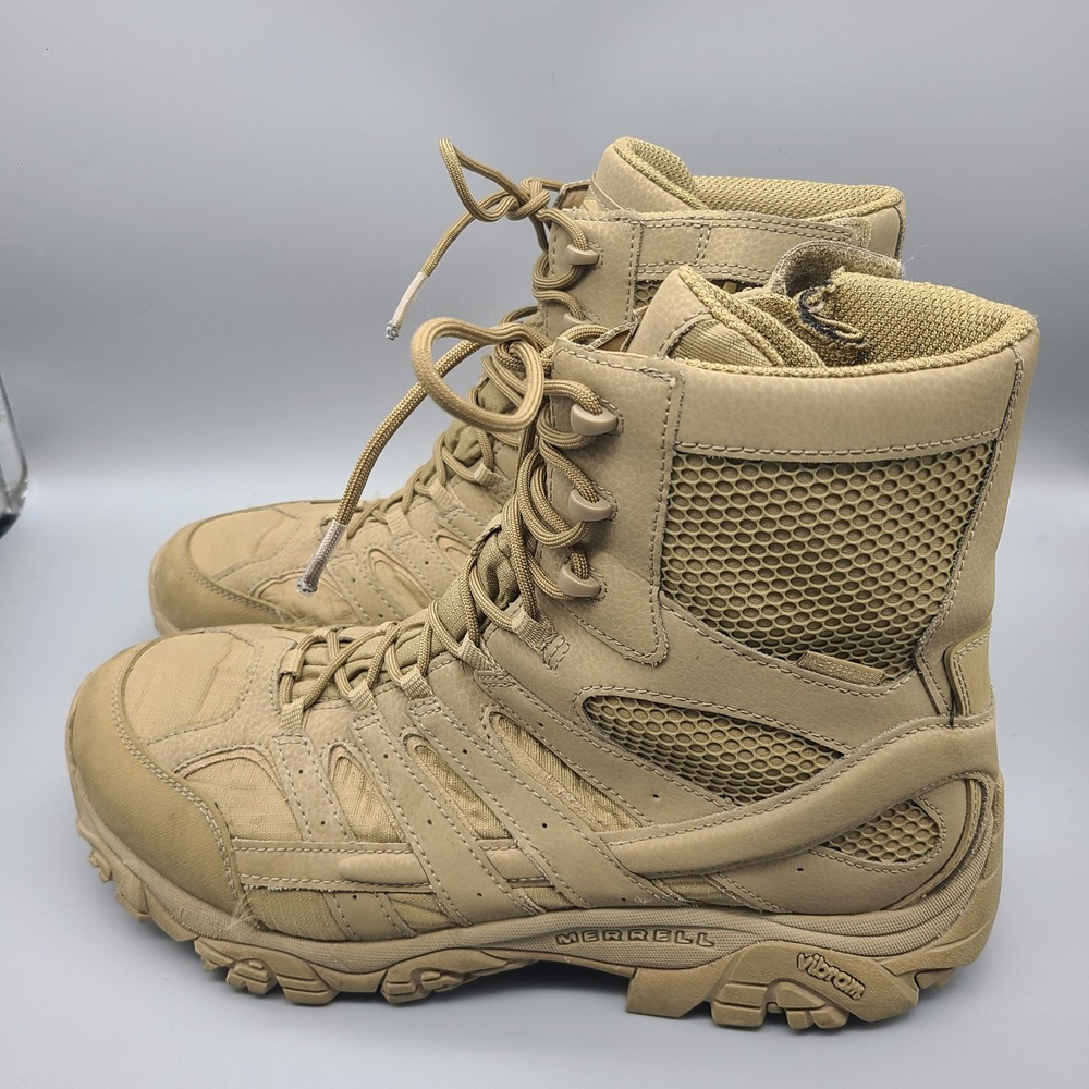 Merrell Moab 2 8" Tactical Waterproof Side Zip Boots Coyote Tan J15841W Mens 12W